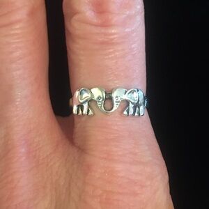 Silver Tone Elephant Ring